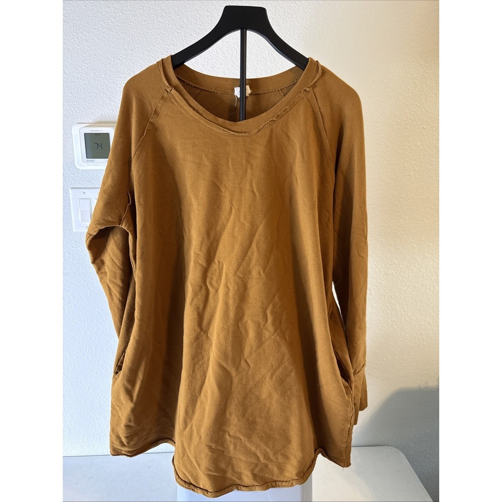 Flawless Women's Oversized Crewneck Sweatshirt with‎ Pockets Brown Size M